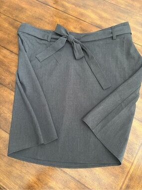 LOFT Charcoal Gray Tie-Front Mini Skirt